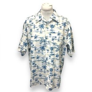 Route 66 Mens Short Sleeve Button Front Hawaiian Shirt, Cream, size M